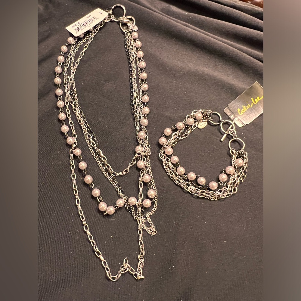 Cookie Lee- necklace and bracelet multiple chain set